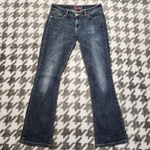 9/10 x 34 Wrangler Women’s Premium (Pink) Patch Boot Cut Jeans